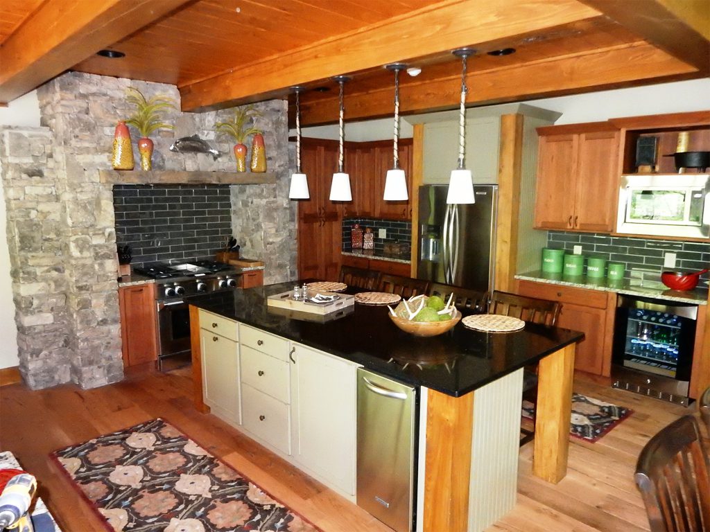 Rustic Kitchen Remodel Concept Ceiling Beams Stain Cabinets