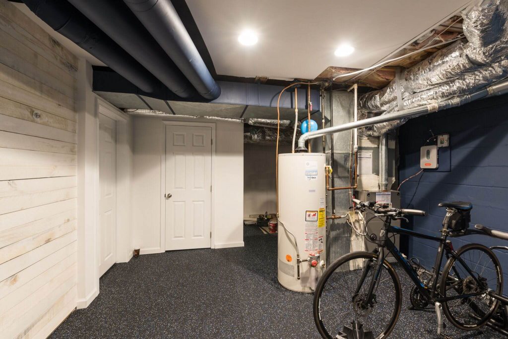 Gym Area of Dunwoody Basement leads to Bathroom