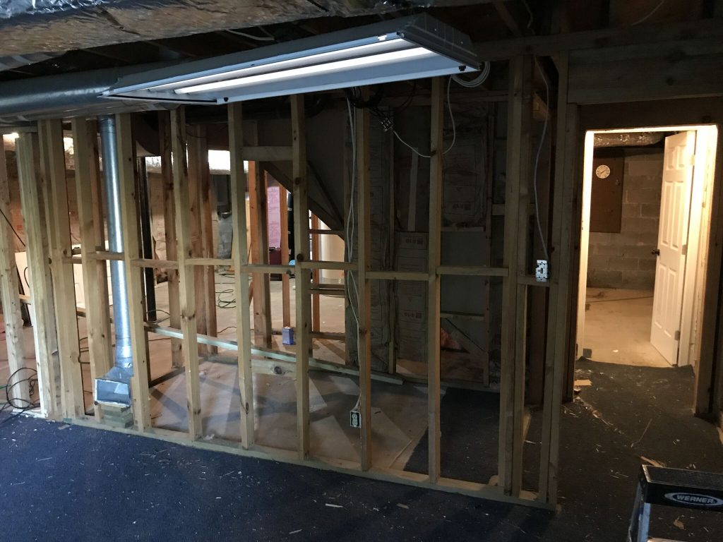 Before Dunwoody Basement Remodel Walls in place
