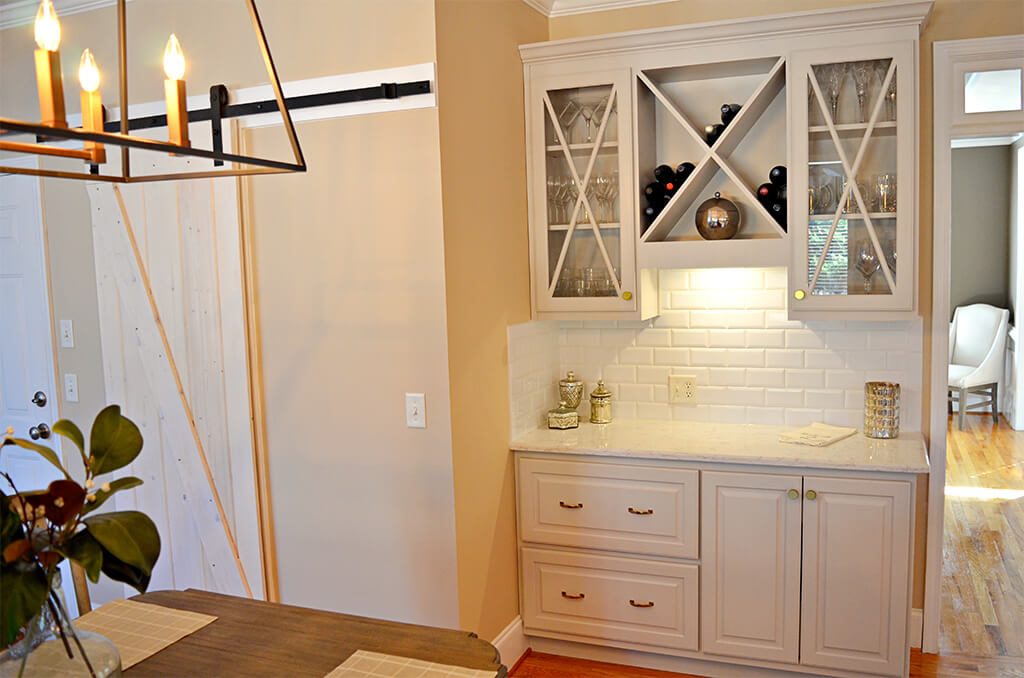 Bar area for Remodeled Kitchen in Roswell Wording under picture is Bar area for Remodeled Kitchen with wine rack