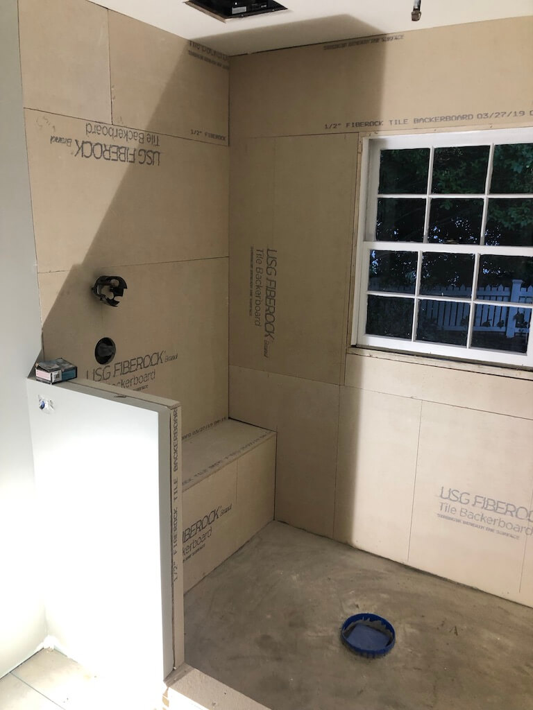Norcross Bath Remodel with new shower being built