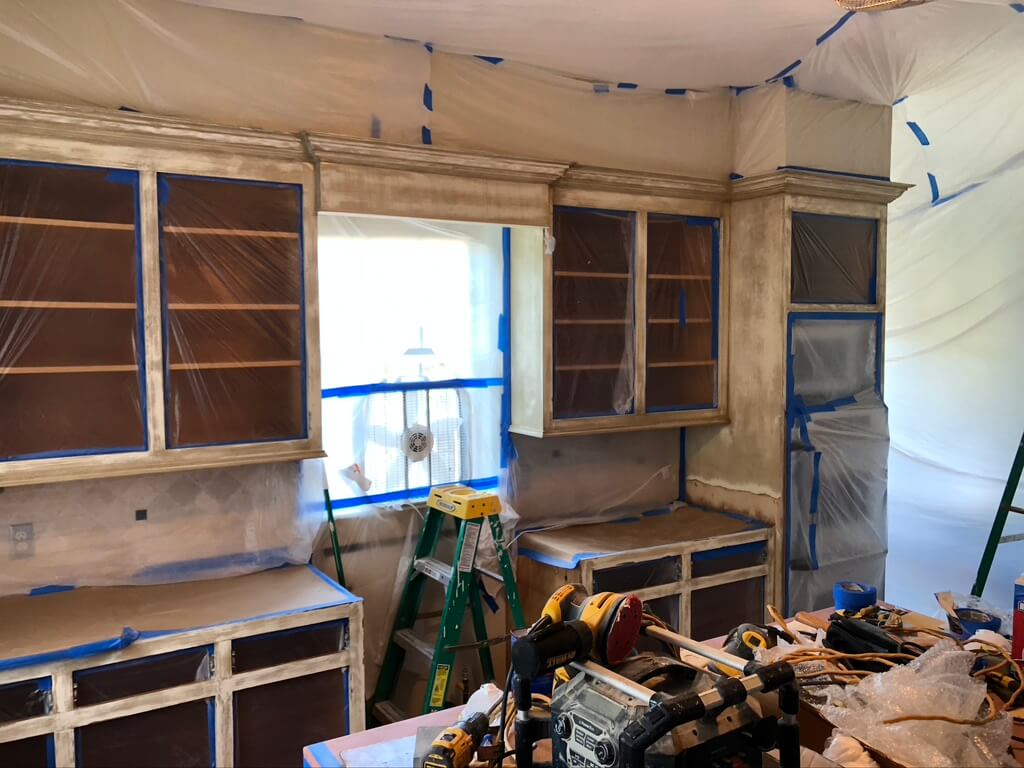 Norcross Duluth Kitchen Remodeling prepped for sanding and painting