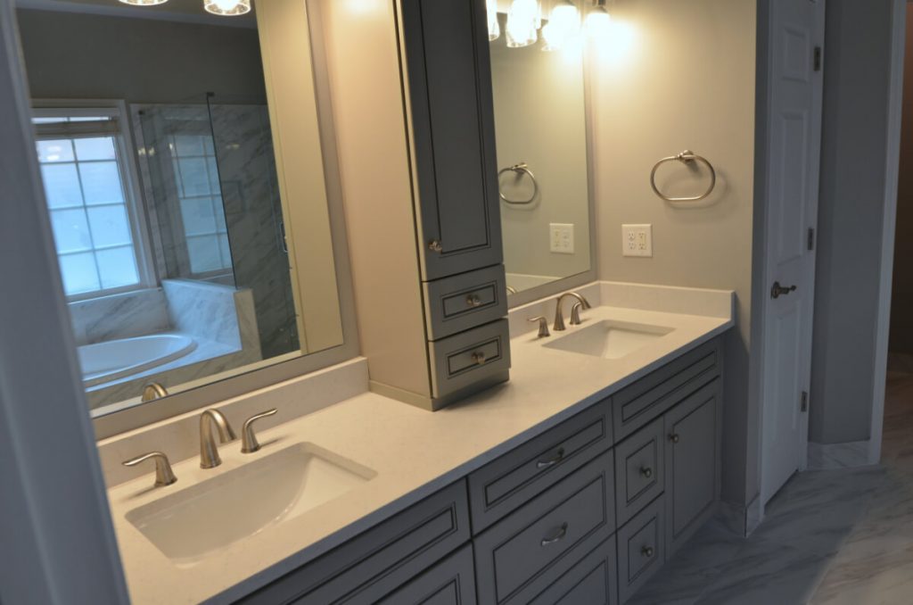Dunwoody Bathroom Remodeling with Double Vanity and Tower